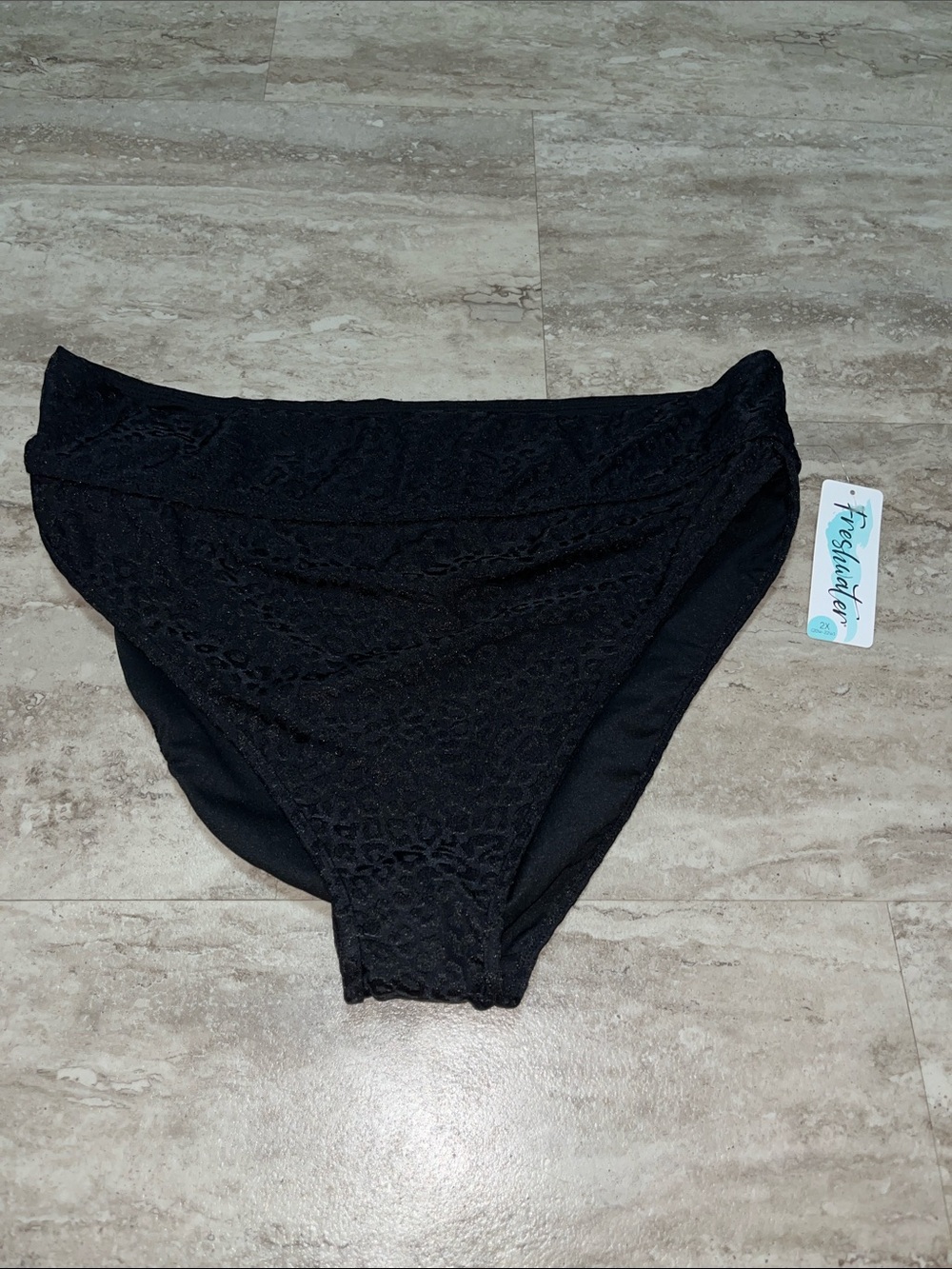 Freshwater Black textured Bikini Bottoms 2X
